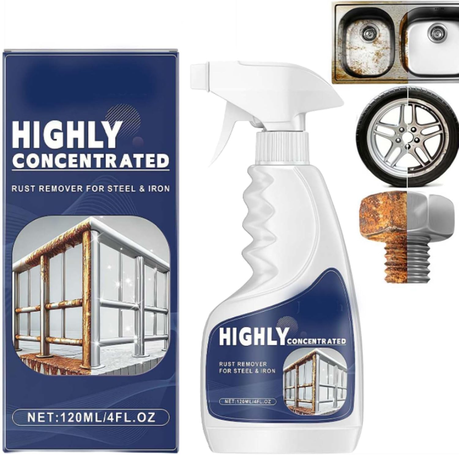 Heavy-Duty Metal Rust Remover, 2026 New Upgrade Highly Concentrated Rust Remover, Anti-Rust Converter Spray, Highly Effective Anti-Rust Converter Spray For Steel & Iron, Car, Household