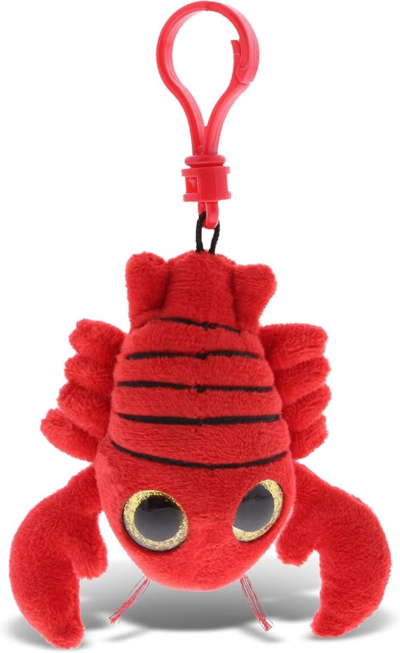 DolliBu Red Lobster Plush Big Eyes Keychain Stuffed Animal - Soft Sea Life Charm with Sparkling Big Eyes, Decorative Ocean Plush Toy Accessory & Fun Buddy Clip