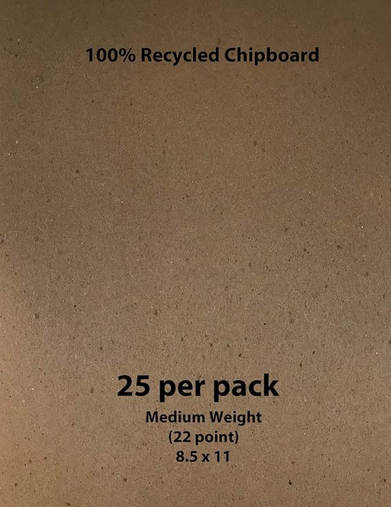 Medium Weight Chipboard (22 Point) - Brown, 8.5 x 11-25 per Pack