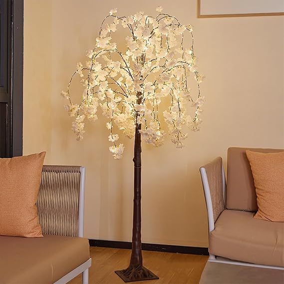 Cherry Blossom Tree Light, 6ft Lighted Trees for Indoor Outdoor Decoration, 450 LED Lights Artificial Cherry Blossom Tree for Home Patio Party Christmas Decor