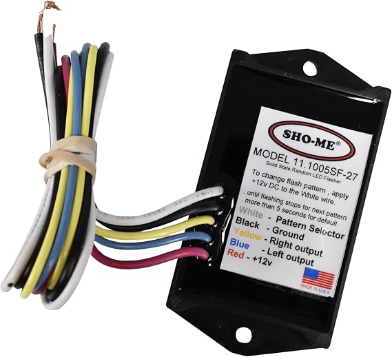 Sho-Me 27 Pattern LED Strobe Effect Flasher - Durable Waterproof LED Light Controller - 12V Dual Output Flasher - 27 Customizable Flash Patterns for Emergency, Work & Utility Vehicles