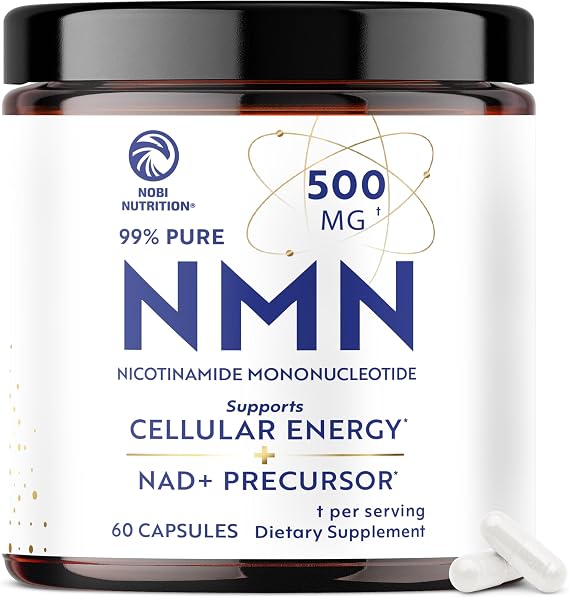 NMN Supplement 500mg | 99% Pure | NAD+ Precursor for Cellular Energy, Longevity, Repair, and Healthy Aging Support | Third-Party Tested & Non-GMO | Nicotinamide Mononucleotide | 60 NMN Capsules