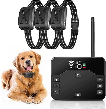 2-in-1 Wireless Dog Electric Fence, Pet safe Containment System, Shock Dog Training Collar Receiver with Remote Boundary,Adjustable Control Range, Rechargeable, Waterproof, for All Dogs,for3dogs