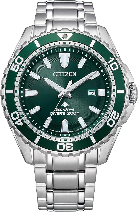 CITIZEN PROMASTER BN0199-53X Wristwatch, Waterproof, 658.6 ft 200 m, Eco-Drive, Men's, Outdoor, Luminous, Date and Second Hand, Marine, Diving, Green, Silver