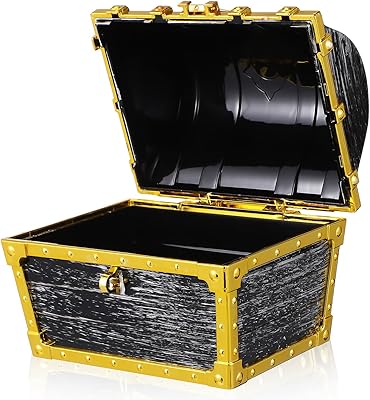 FAVOMOTO Pirate Treasure Chest with Key and Lock, Antique Treasures Chest Collection Storage Box Handmade Vintage Boxes for Childrens Day Party Favors Props Decoration