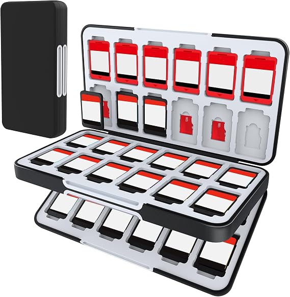 HEIYING Game Card Case for Nintendo Switch 2 / Switch OLED,Black Portable Memory Storage Games Holder with 48 Game Card Slots and 24 Micro SD Cards Slots