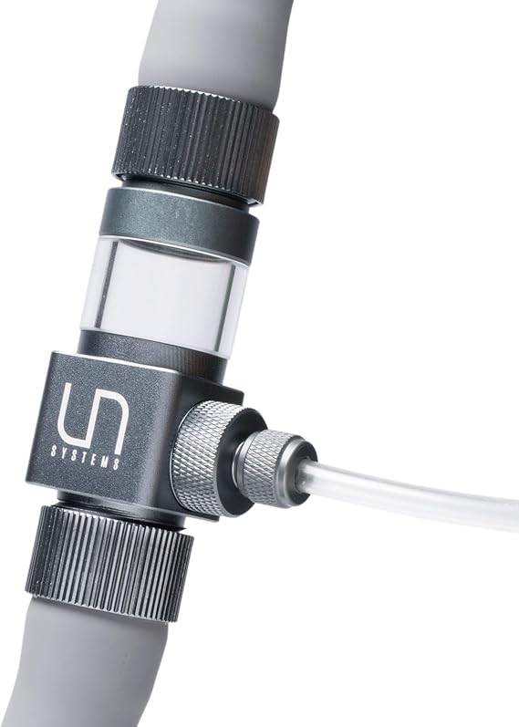 UNS Pro Inline CO2 Diffuser - Aluminum, High Gas Dissolution Diffuser for Freshwater Aquarium - Aquascaping Tank Ext. Canister Filter Accessory for 25/32in, 13/16in or 20ID Tubing - Space Gray, 20mm