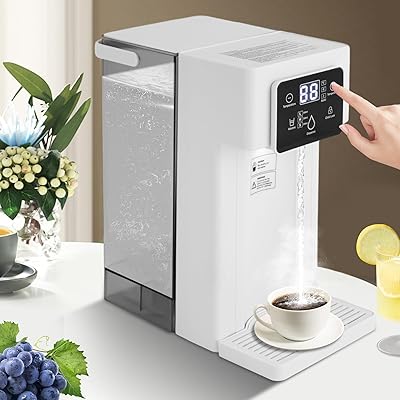 Instant Hot Water Dispenser with Child Lock, 3L0.79gal Desktop Water Dispenser 1500W Electric Kettle with Adjustable Temperatures & 3 Water Outputs, 3.28ft Cord, Water Tank for OfficeHome White