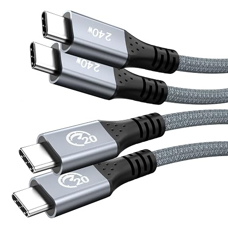 20Gbps USB C 3.2 Gen 2 Cable 6.6ft 2Pack, 240W USBC to USBC Charging Cable | 4K Video Monitor Display Cord, Type C Fast Charger Cord for Galaxy S25/S24, MacBook, iPad Pro, iPhone 17 16 15 Pro Max