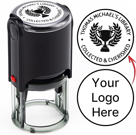 Custom Self Inking Stamp – Personalized Rubber Stamp with Name, Address, Text – 5 Sizes & 5 Ink Colors – Refillable, Clean & Clear Impressions for Office or Home Use (Round)
