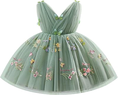 IDOPIP Toddler Baby Girls Shiny Butterfly Tutu Dress Princess Birthday Party Pageant Flower Girl Wedding V-Backless Dresses