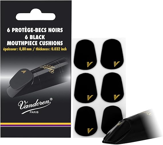 Vandoren VMCX6 Mouthpiece Cushions; Black; Thick; 0.80mm/.032"; Pack of 6