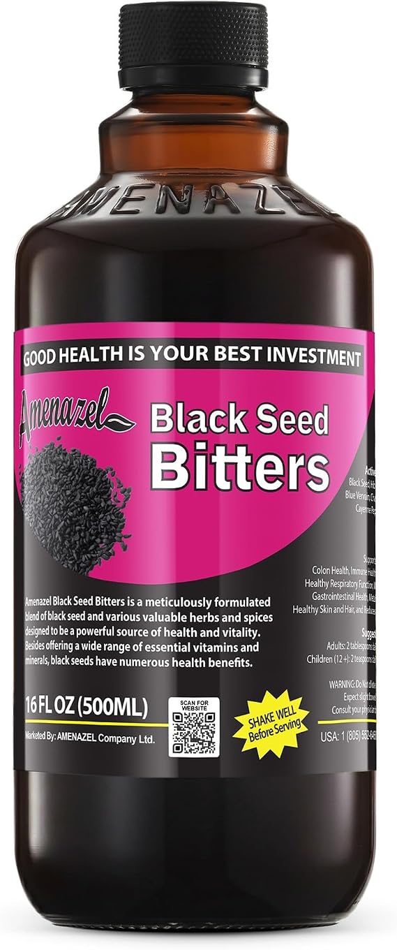 Amenazel Organic Black Seed Bitters, 16 fl oz.