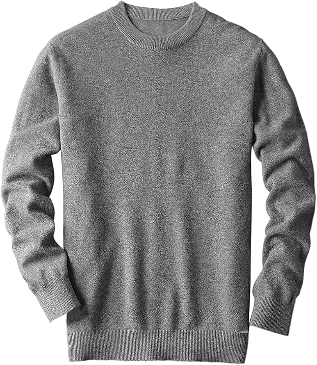 Men's Merino Wool Solid Color Classic Basic Crew Neck Pullover Sweater