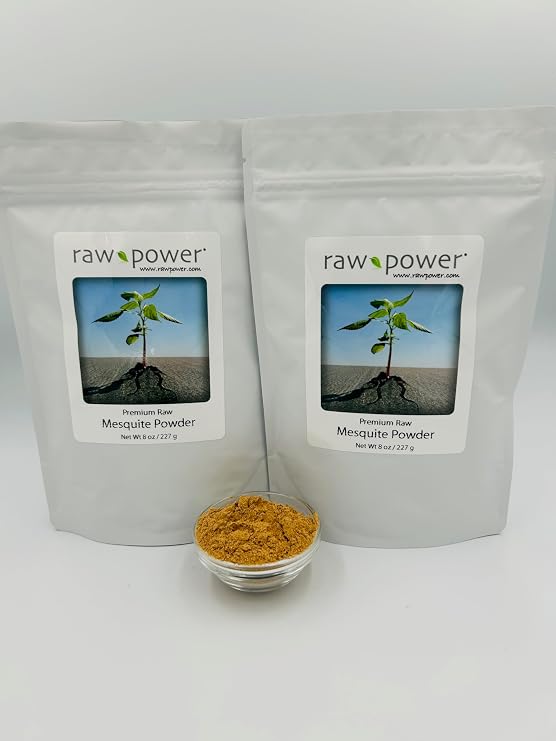 Raw Power Mesquite Powder, (16 oz, raw, Premium), 2-Pack 8oz Bags