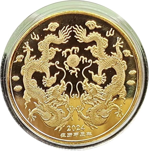 2024 Dragon Year Commemorative Chinese Gold Silver Plated Collectible Coin Chinese Mascots Souvenir