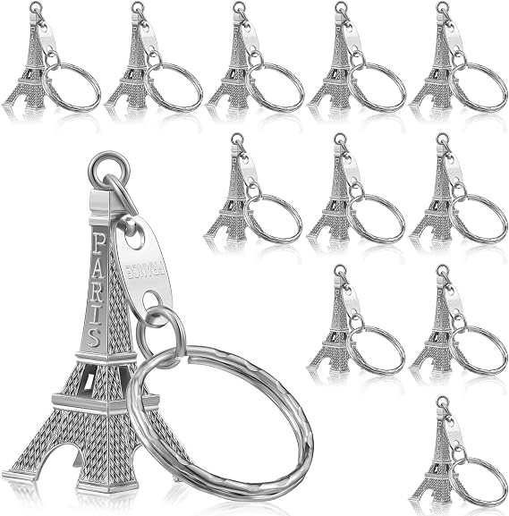 Fumete 80 Pieces Eiffel Tower Keyring Retro French Souvenirs Keychain for Table Decor Gifts