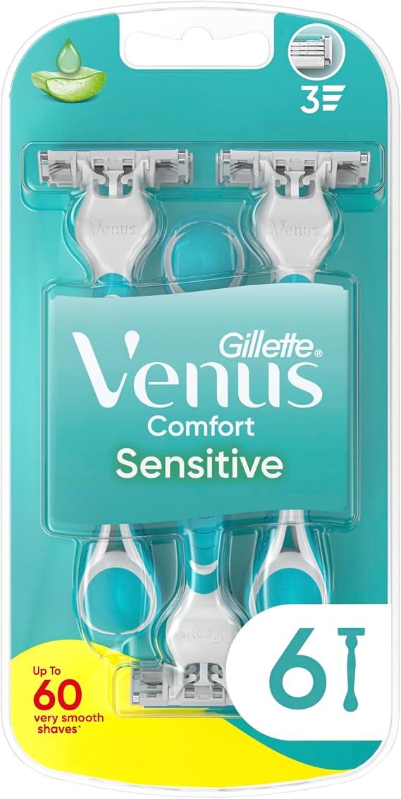Gillette Venus Comfort Sensitive Women's Razors, 6 Women's Disposable Razors
