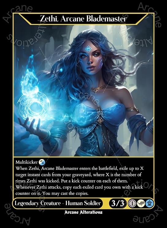 Zethi, Arcane Blademaster Altered Art Custom Proxy Cards