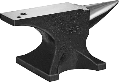 Single Horn Anvil, 66Lbs Cast Steel Anvil, High Hardness Rugged Round Horn Anvil Blacksmith, with Round and Square Hole, Large Countertop and Stable Base, Metalsmith Tool for Bending and Shaping