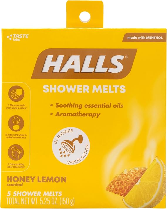 Halls Soothing Shower Melts 5 Pack - Honey Lemon Scented Aromatherapy Shower Steamers with Essential Oils