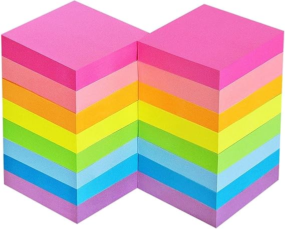 Eastern Wolf Sticky Notes 2x2 Self-Stick Notes 8 Bright Multi Colors Sticky Notes 16 Pads 100 Sheet/Pad