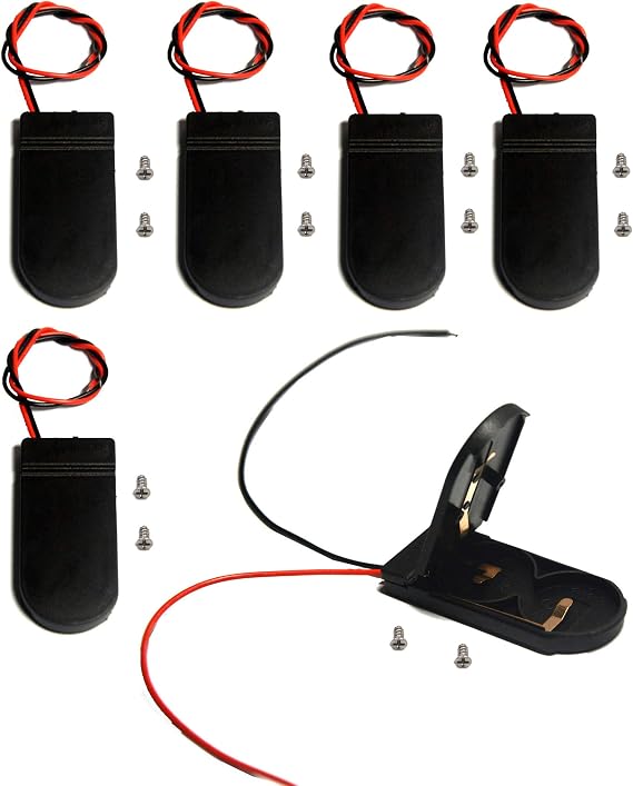 (Pack of 6 CR2032 Battery Holder Coin Cell Holder with Switch, 2 x 3V CR2032 Button Coin Cell Battery Holder with Leads On Off Switch