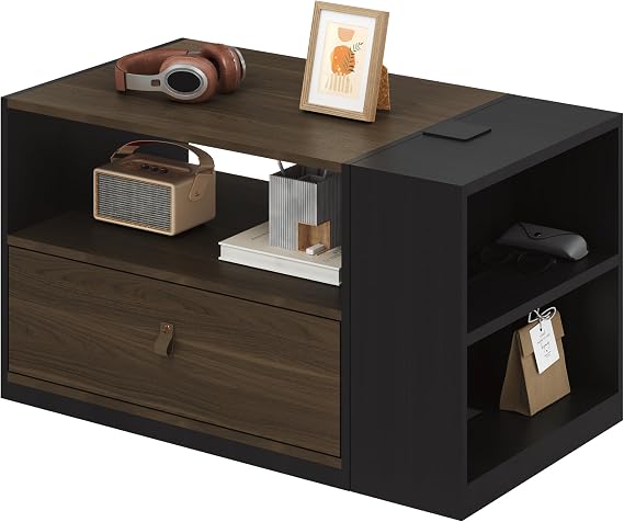 SANODESK Computer Workstation Storage Cabinet Mobile Office Drawer Cabinet | Modular Under Desk File Pedestal, For Standing Desk Setup,Living Room, Bedroom, Home Office Organization System,Black
