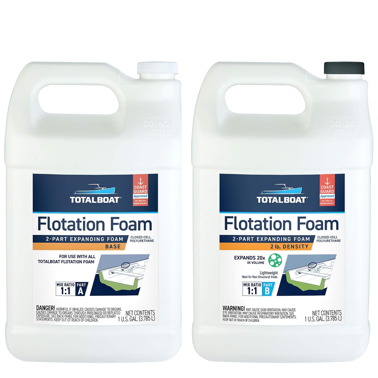 TotalBoat 液体ウレタンフォームキット 密度2ポンド、浮揚および断熱のための閉鎖セル 2 Gallon Kit TB-FOAM
