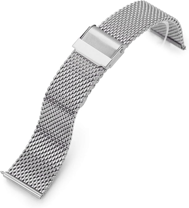 MiLTAT 21mm Quick Release Tapered Milanese Mesh Watch Band Brushed
