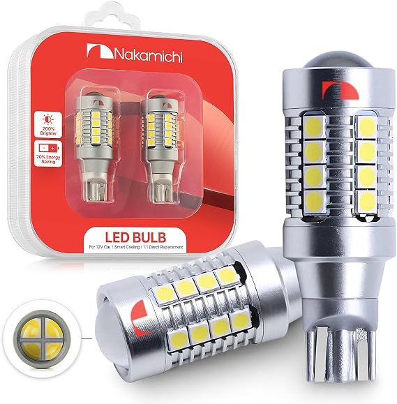 Nakamichi T15 LED Light Bulb T15 902 904 906 912 921 W16W 18-SMD 28-SMD 4014 3030 Chipsets LED Replacement Bulbs for Car Exterior Reversing Lights (Xenon White, 28 LEDs (Non-Flash))