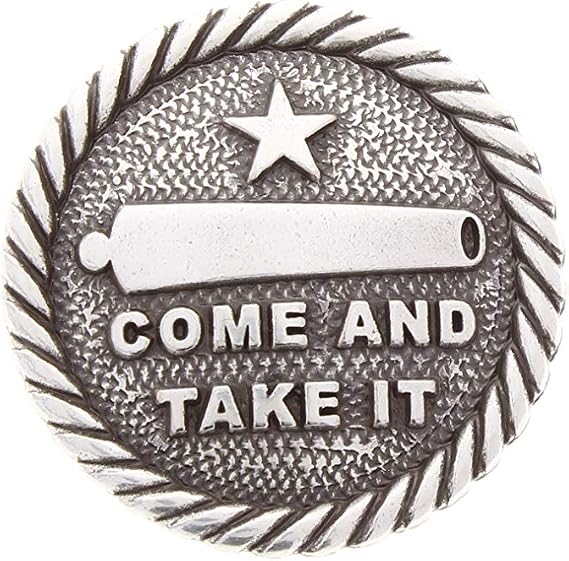 Antique Silver Western Concho - 'Come and Take It' Emblem - 1.37" Diameter - Western-Fashion-Accessory