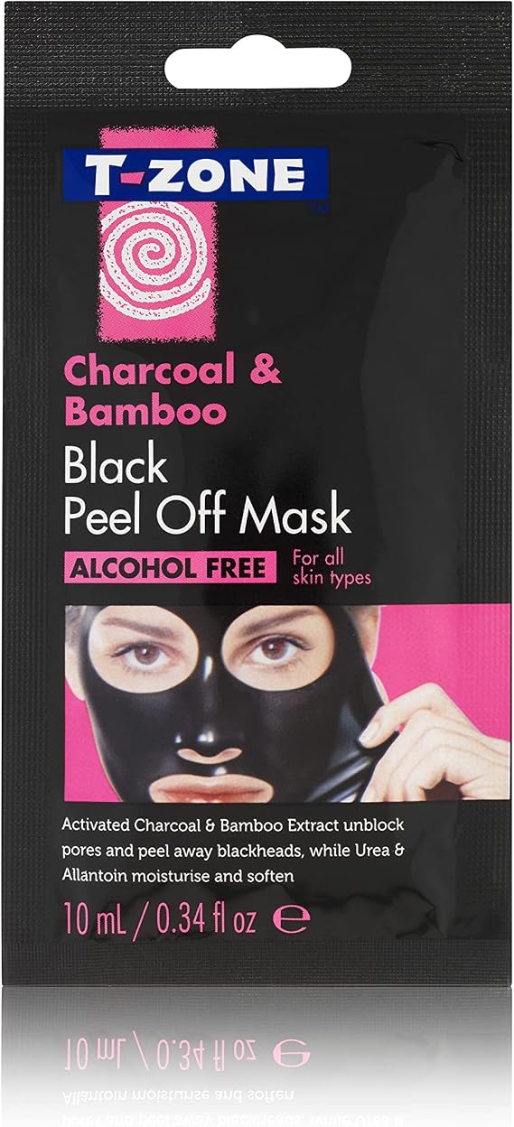 T-Zone Charcoal &amp; Bamboo Ultra Purifying Black Peel Off Mask (10ml) - Unblock Pores and Peel away Blackheads. Moisturise &amp; Soften Skin.
