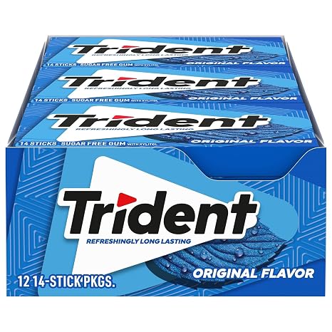 Trident Original Flavor Sugar Free Gum - with Xylitol - 12 Packs (168 Pieces Total)
