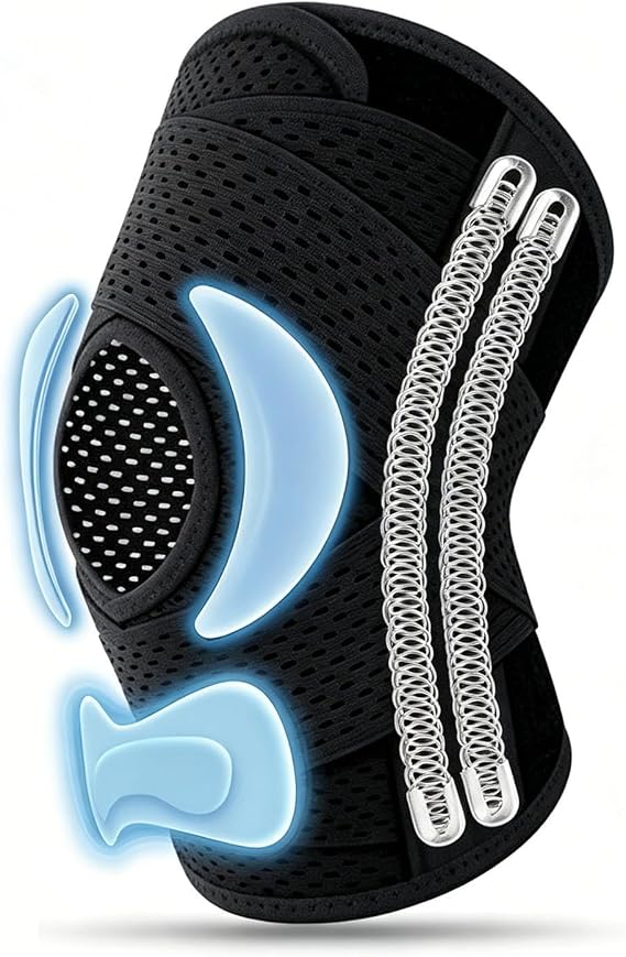 Bareform Meniscus Brace, Bareform Knee Brace, Knee Support with Silicone Pad &amp; Side Stabilizers, Adjustable Compression Knees Braces for Sports, Running &amp; Daily Support
