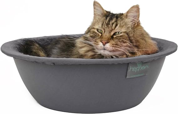 Hepper Cat Nest - Washable Bed With Removable Fluffy Fleece Liner - Cozy Comfy Calming Round Shape - Warming Donut Bed Desk Ready - Small for Indoor Cats GreyGrey