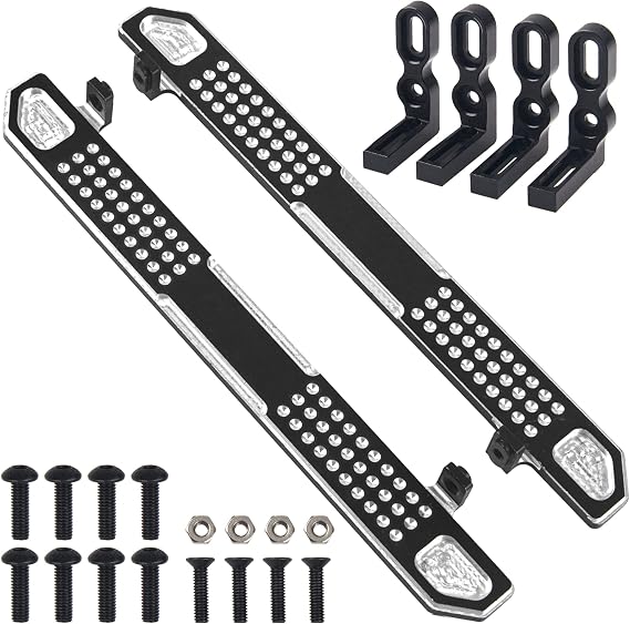 Aluminum Side Pedal Step Foot-Plate Pedal Running Board Compatible with Traxxas TRX4 Defender Bronco 1/10 RC Crawler Car Hop-ups Parts