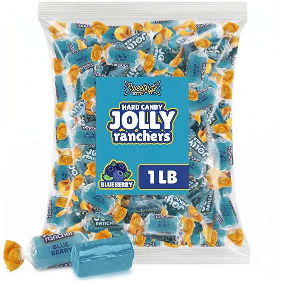 Blue Raspberry Flavored Hard Candy, 1 LB Bulk Bag Candy Assortment | Individually Wrapped, Parties, Buffets, Baby Shower and Snacking