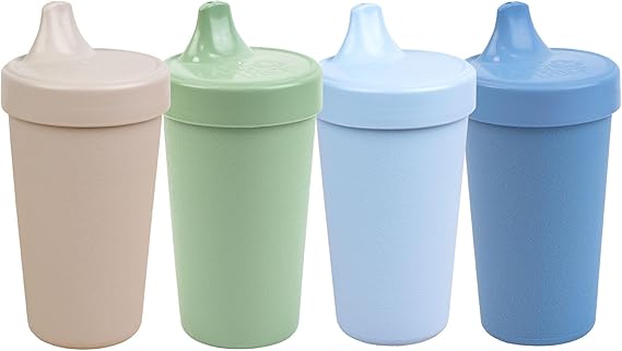 Re-Play Spill-Proof Sippy Cups for Toddlers - Kids Reusable 10 Oz Set of 4, Dishwasher & Microwave Safe, Made in USA, Meadow