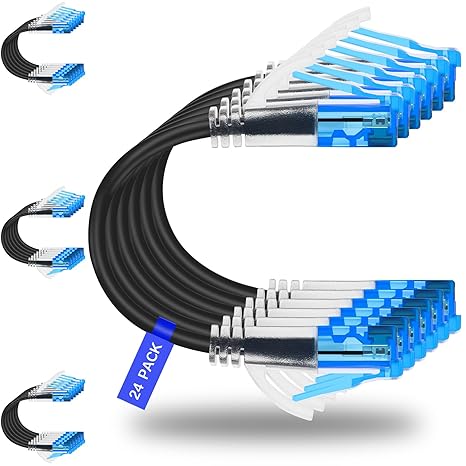 Cat6a Ethernet Cable - 0.5ft (24-Pack), 10Gbps Data Center Patch Cable, Black