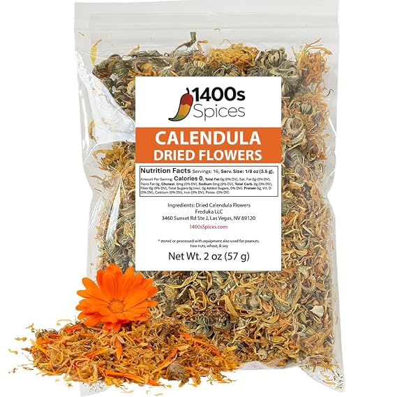 2oz Dried Calendula Flower Petals for Herbal Tea & Culinary Use | Edible Flowers, Vibrant Marigold Petals
