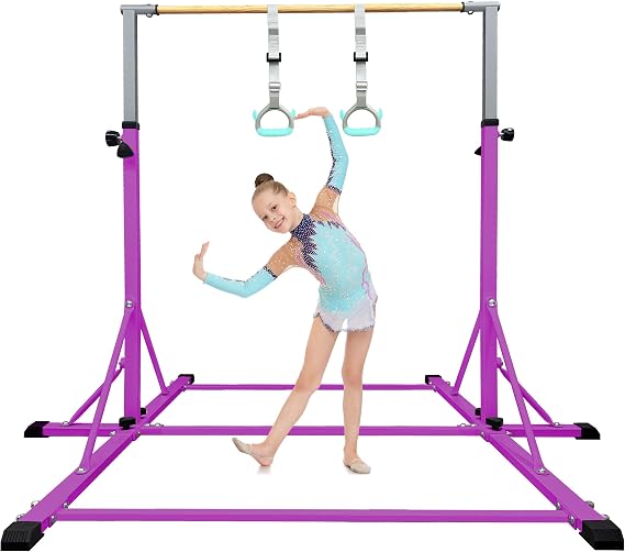 86 York Gymnastics Bar for Kids Ages 3-20, 5FT Base Length, 42" to 63" Adjustable Height, Horizontal Bar, Kip Bar for Gymnast, Gymnastic Training Equipment for Home, Gym Center