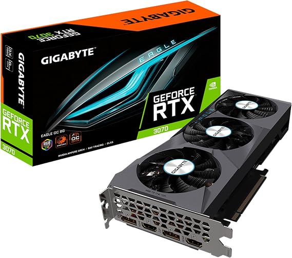 GIGABYTE GeForce RTX 3070 Eagle OC 8G (REV2.0) Graphics Card, 3X WINDFORCE Fans, LHR, 8GB 256-bit GDDR6, GV-N3070EAGLE OC-8GD REV2.0 Video Card