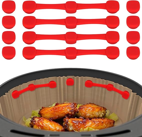 Air Fryer Magnets for Parchment Paper, Upgraded Powerful Magnetic Silicone Buckle for Holding Down Parchment Paper Liners, Lock Disposable Liners Safely and Prevent Paper to Burn