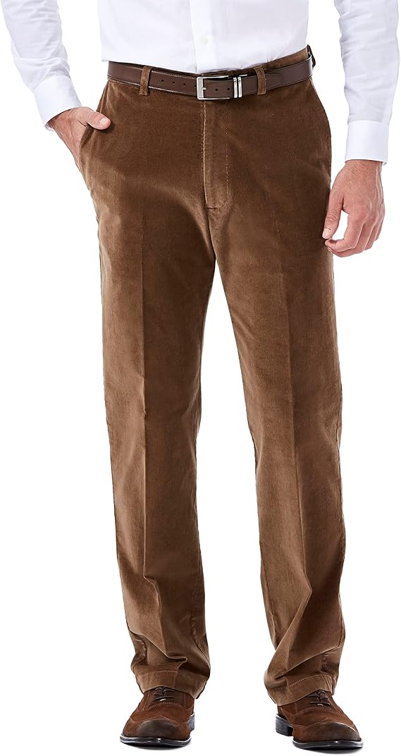 Haggar Mens Classic Fit Premium Stretch Corduroy Pant Camel | Camel, 44W x 29L, Stretch Corduroy Fabric, Hidden Expandable Waistband, Refined Comfort for Work & Weekend Wear