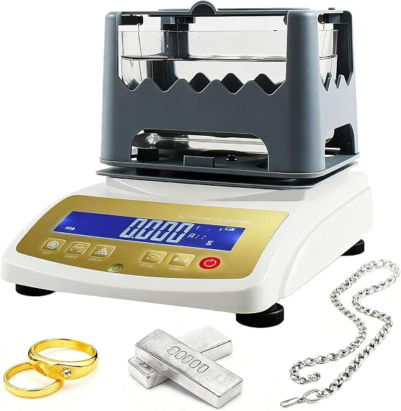 Upgraded Gold and Silver Tester, Portable Digital Purity Meter with LCD Display, Non-Destructive Testing Kit for Jewelry, Coins, Pawn Shops & Auctions XF-600K