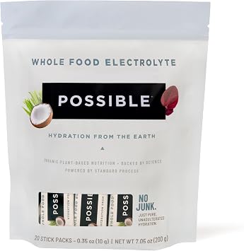 Possible Whole Food Electrolyte - Rehydration Support with Powerful Antioxidants - Supports Healthy Muscle Metabolism - Electrolyte Powder Drink Mix - Original, 20 Count (Pack of 1)