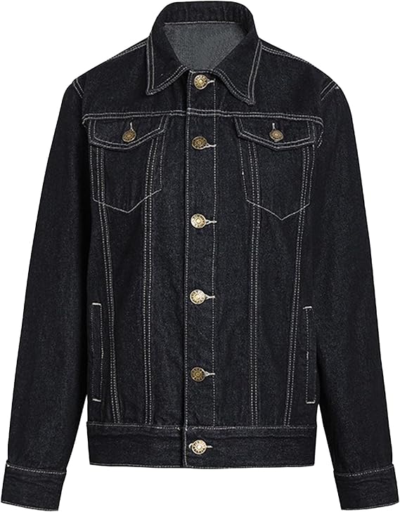 Men's Denim Jacket Slim Fit Trucker Coat Classic Trucker Style Regular Fit Casual Denim Jacket Outerwear