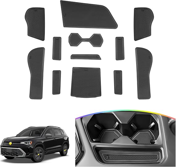 SKTU Door Slot Mat for 2022-2026 Volkswagen Taos Accessories Door Groove Gate Pad 12Pcs Fit 2022-2026 VW Taos Door Compartment Cup Center Console Liners 2024 2025 2026 Taos Floor Liners (Black)