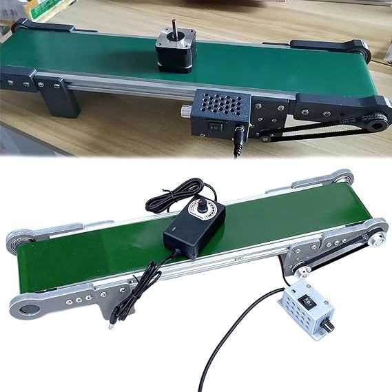 Portable Conveyor Belt, DIY Elevator Model Friction Experimental Device Track Cargo Lane Automatic Conveyor Belt, Speed Adjustable(10 * 50)